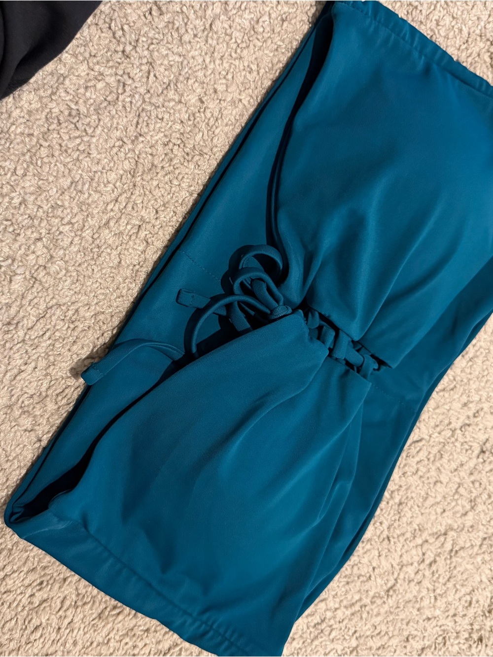 Strapless Teal Bandeau Bikini Top with Tie Detail